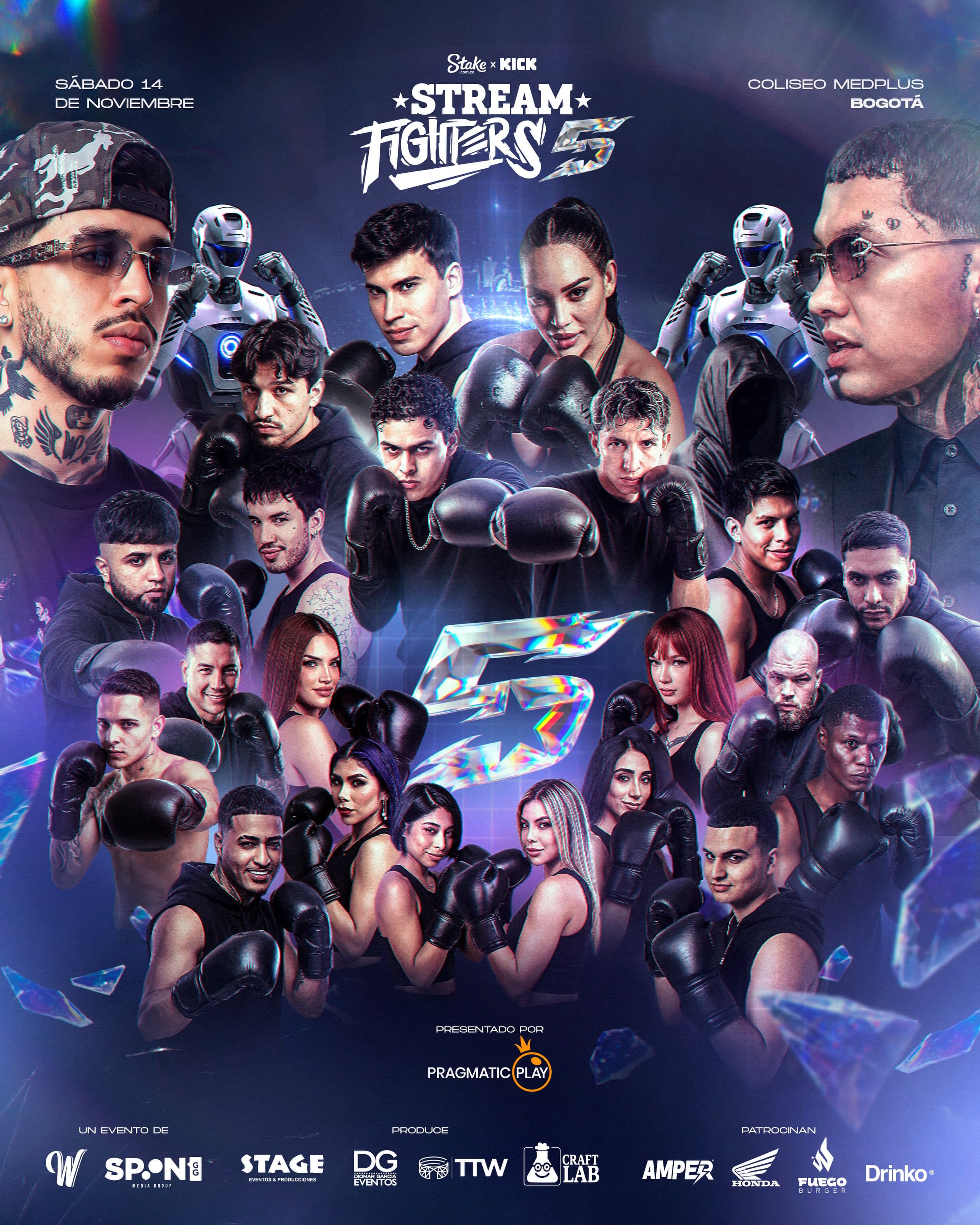 Cartel oficial de Stream Fighters 5: 14 de noviembre de 2026, Coliseo MedPlus, Bogotá